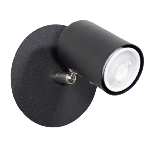 Aplique 1 luz GU10 con base de 12 cm de diámetro negro